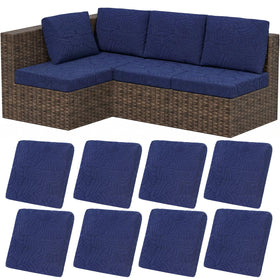 HEBE RUGS stretch patio cushion covers on chairs provide secure, slip-free fit.