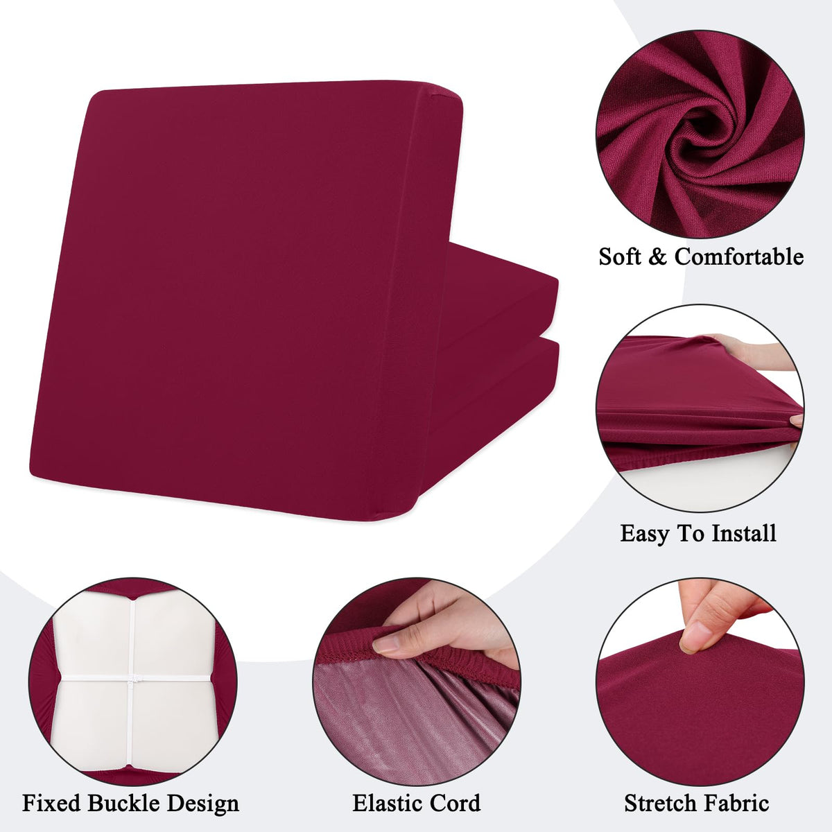 HEBE RUGS waterproof cushion cover closeup highlighting water-resistant fabric.