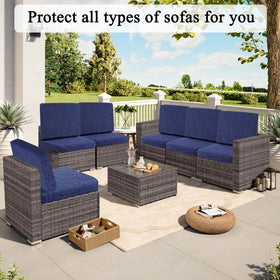 HEBE RUGS waterproof outdoor cushion cover close-up shows protection.
