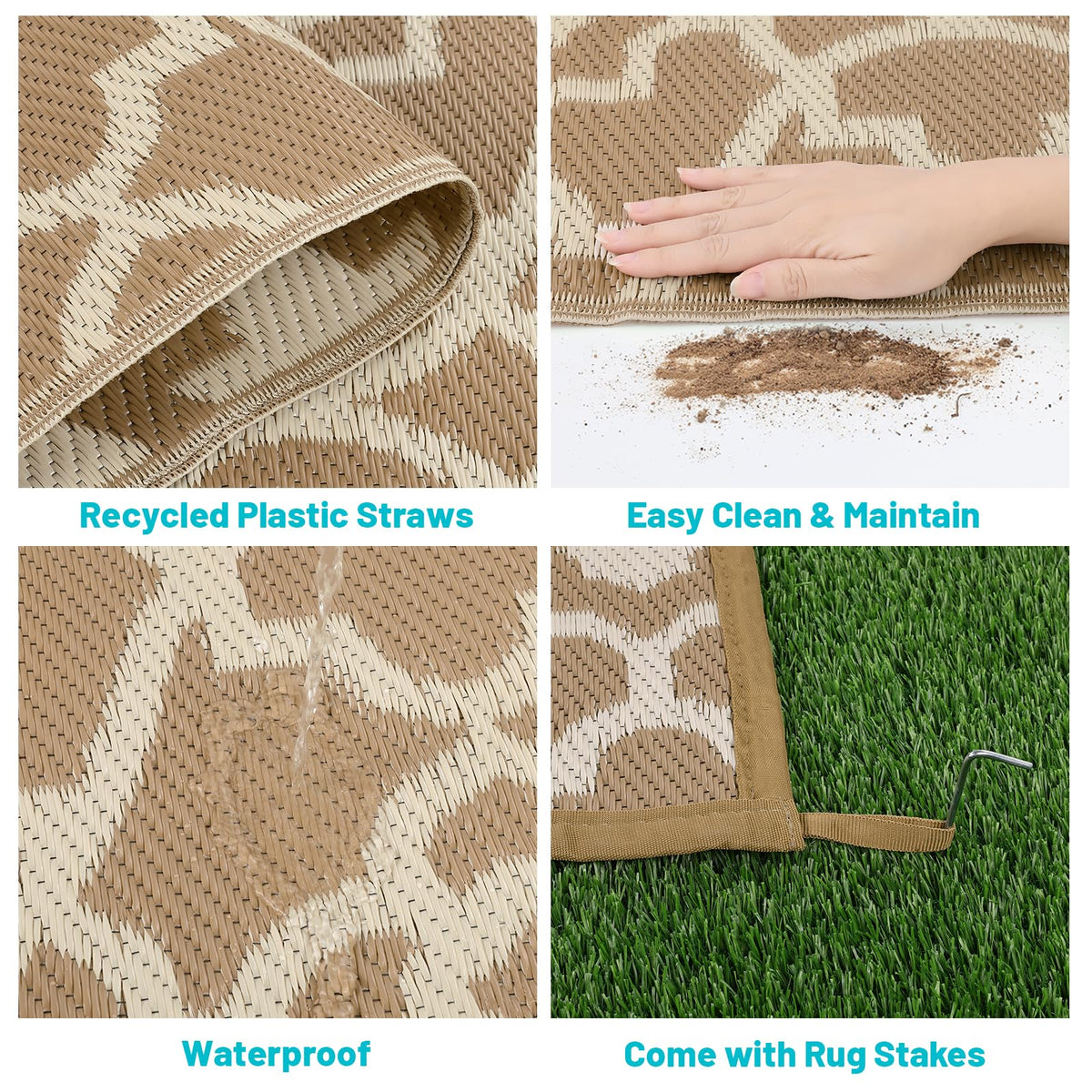 HEBE RV mat on outdoor porch demonstrates versatile camping and travel use.