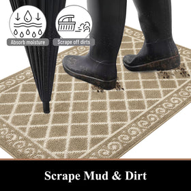 HEBE washable front door mat shows easy care and quick drying