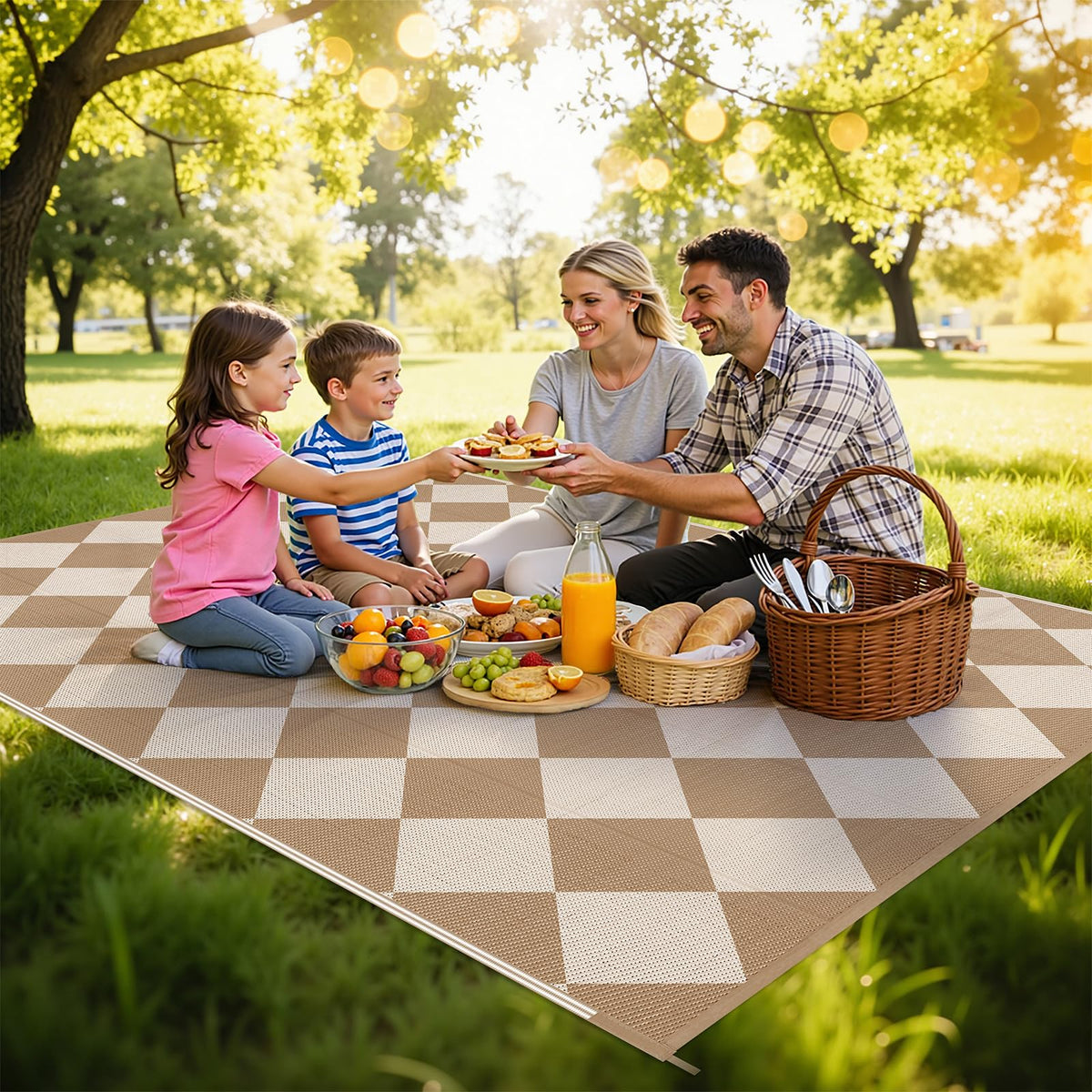 HEBE Waterproof Camping Rug suited for RV trips and beach setups.