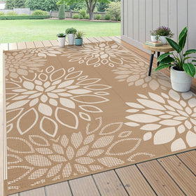HEBE waterproof outdoor rug 6x9 with floral reversible design for patios
