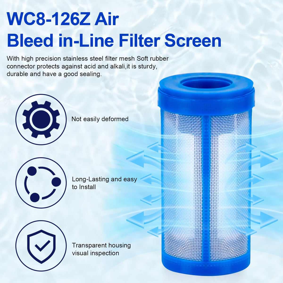 HEBRAR WC8-126Z clear housing enables quick visual inspection