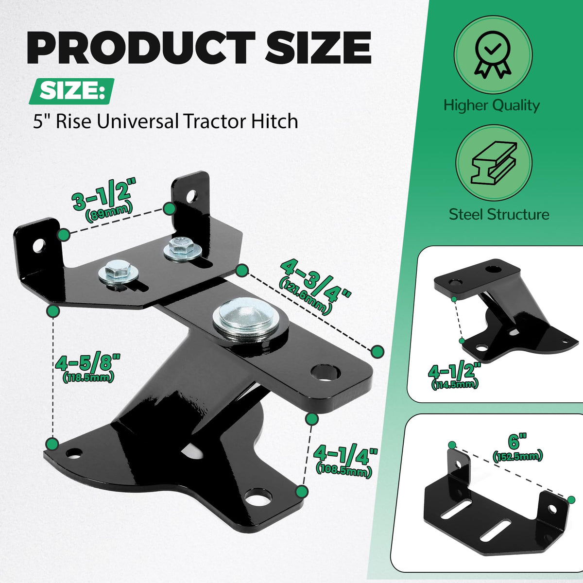 HECASA universal 3-way hitch close-up demonstrating versatile mounting