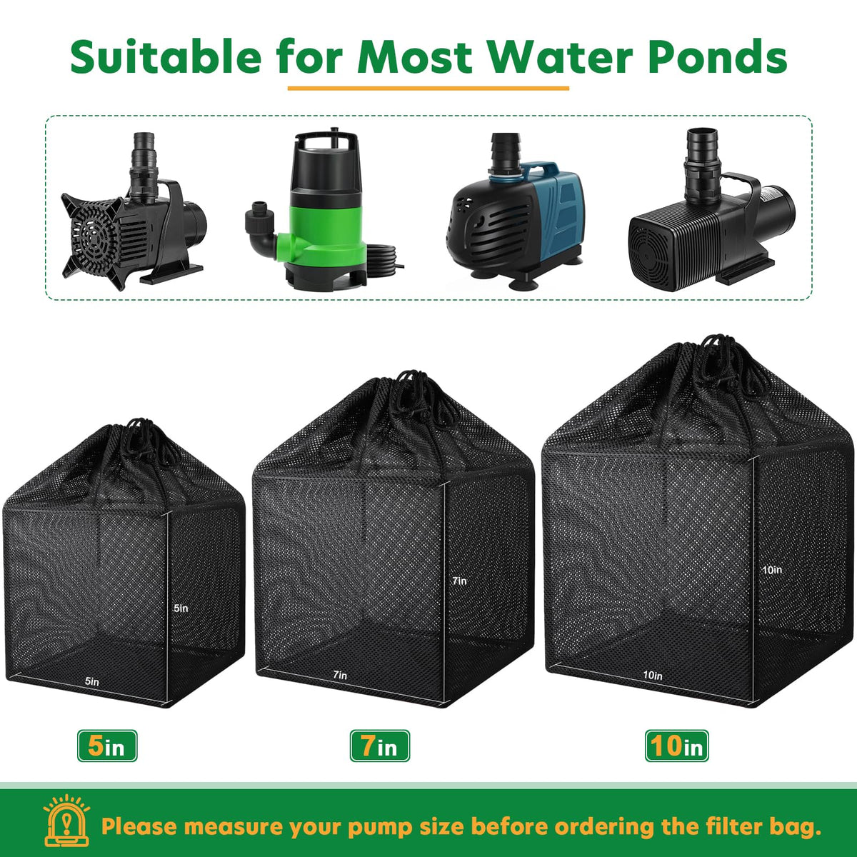 Hecaty black media bag for robust pond filtration and debris retention