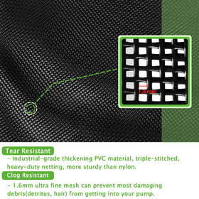 Hecaty heavy duty mesh bag shields pump from wear during pond cleanups