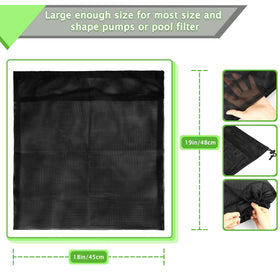 Hecaty pond filter bag in black guards pump against leaves and pine needles