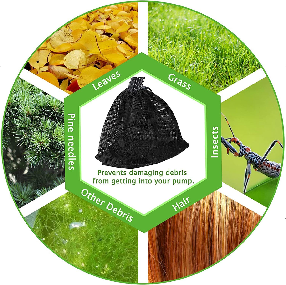 Hecaty barrier bag designed to fit most pond and pool pumps