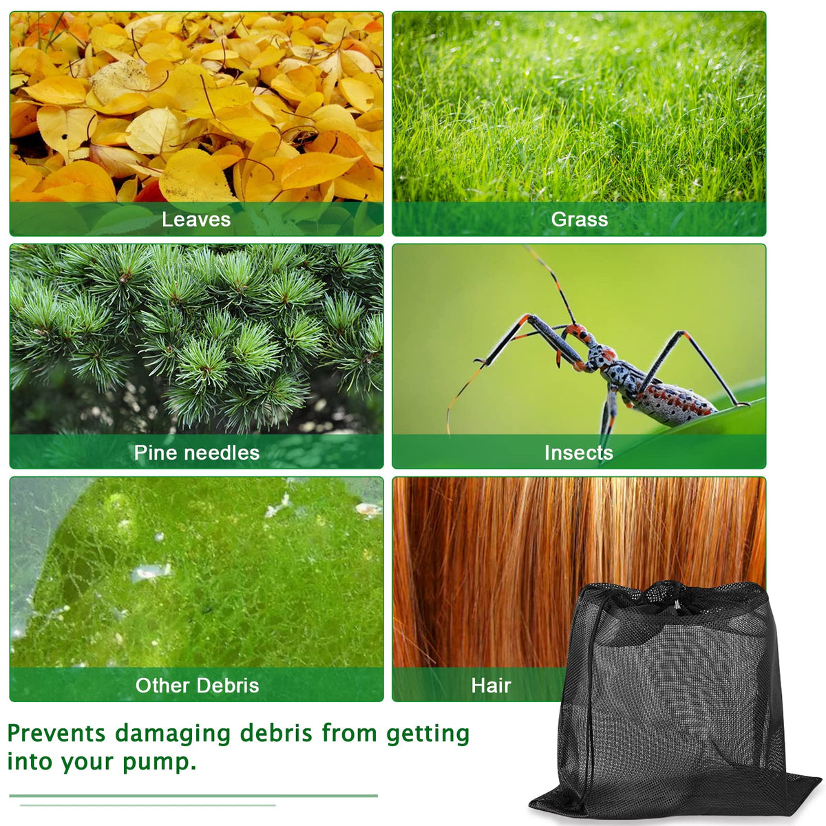 Hecaty 24x26 bag fits most pumps for easy debris protection