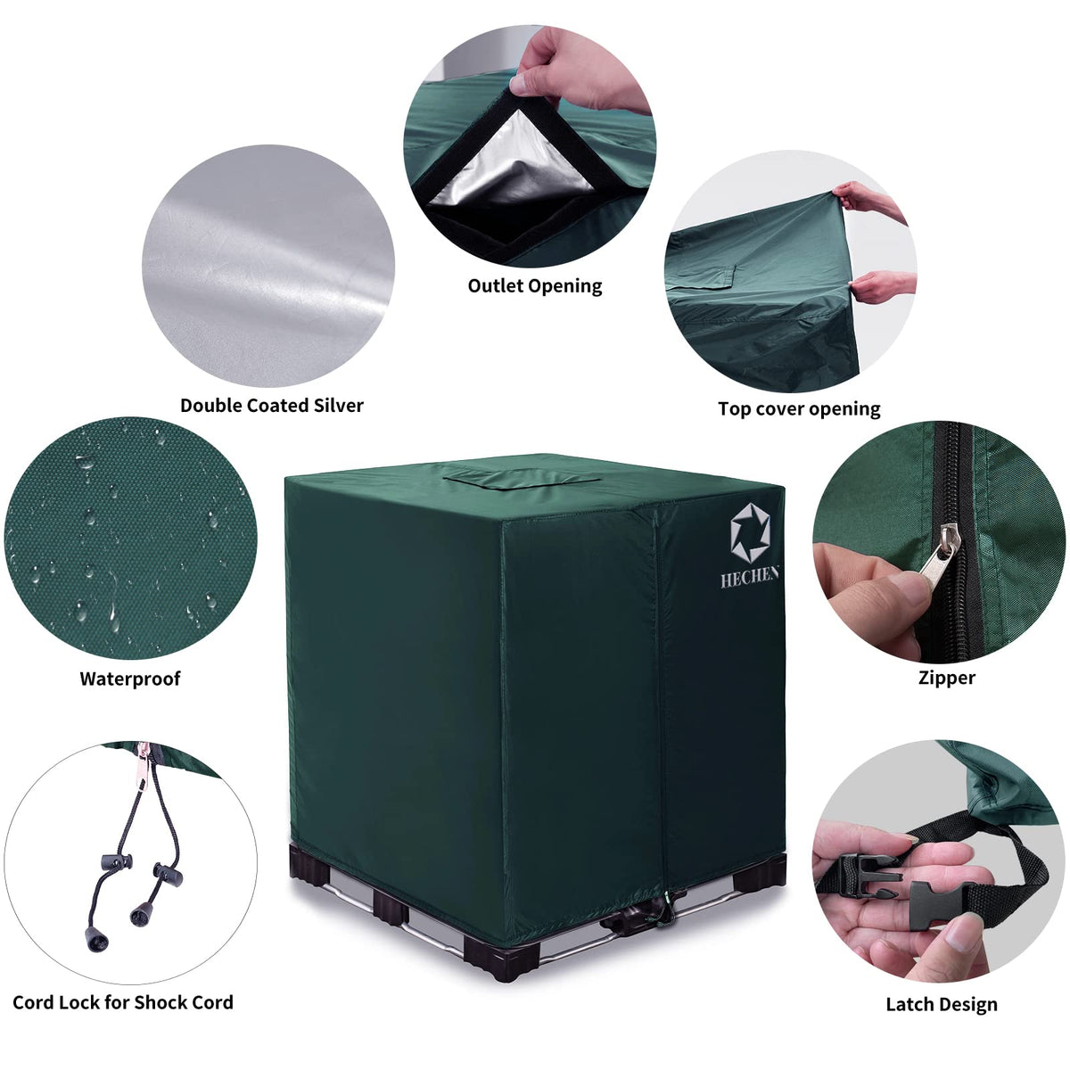 HECHEN IBC tote cover top opening for easy access.