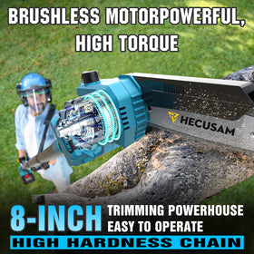 HECUSAM 8-inch guide bar in action on thick limbs