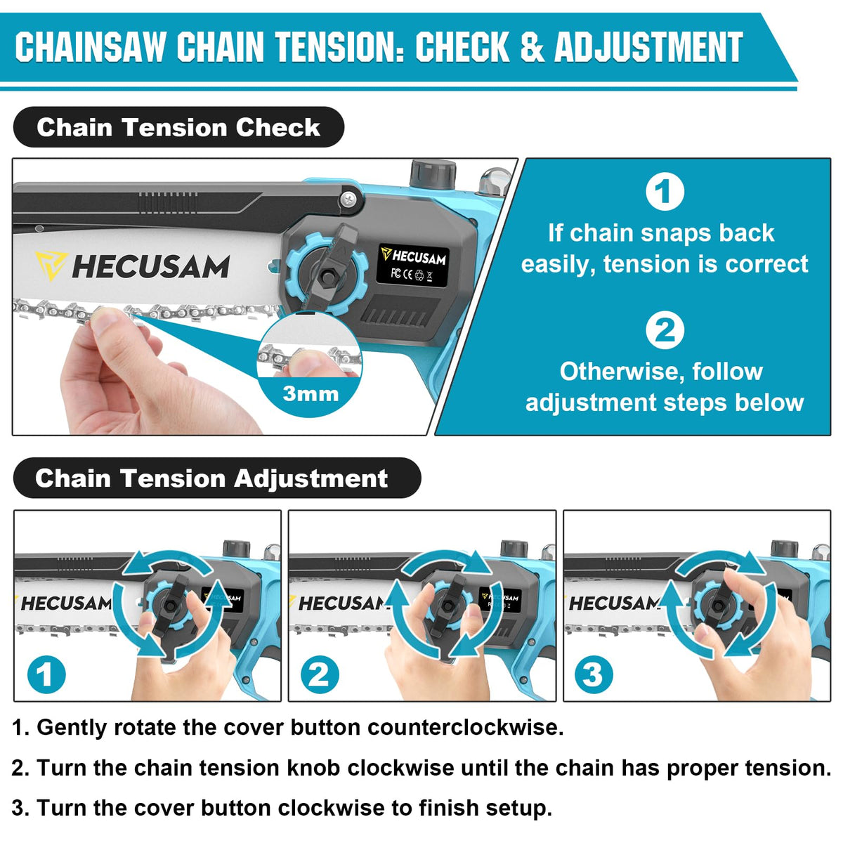 HECUSAM automatic oiling system reduces chain maintenance