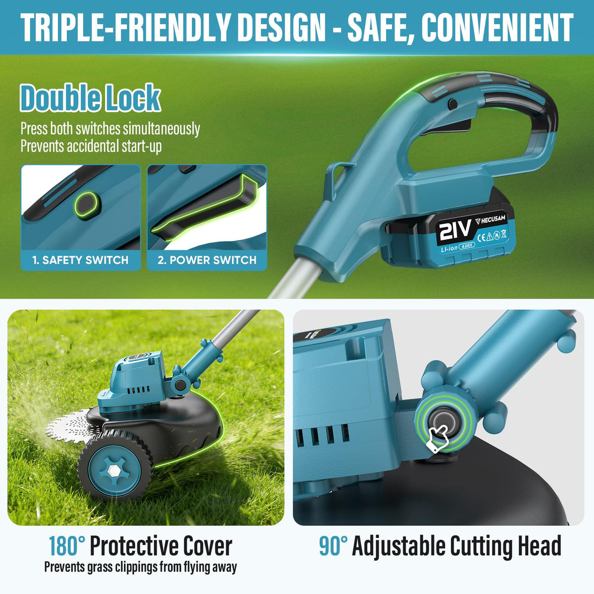 HECUSAM auxiliary wheel helps create straight garden edges.