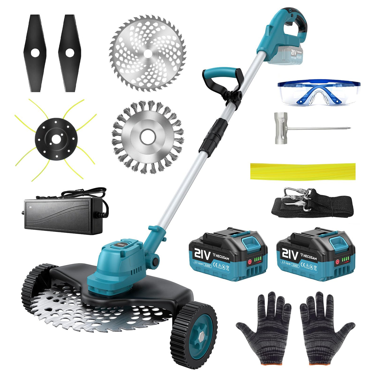 HECUSAM electric trimmer wheel provides steady guidance for crisp lawn edges.
