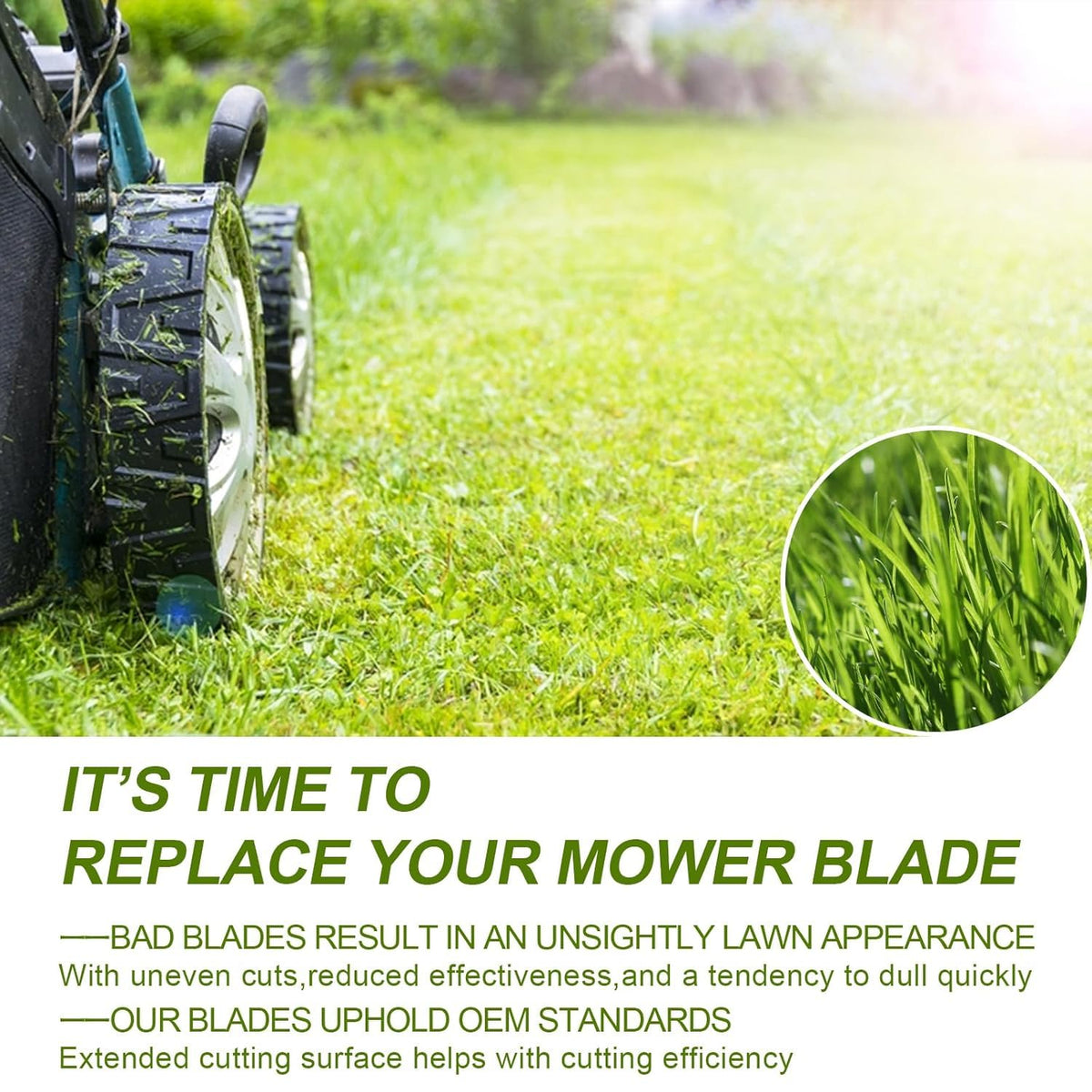 Hedday AB2102 mulching blade elevates cut quality during regular lawn care.