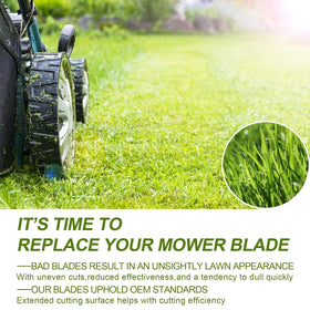 Hedday AB2102 mulching blade elevates cut quality during regular lawn care.