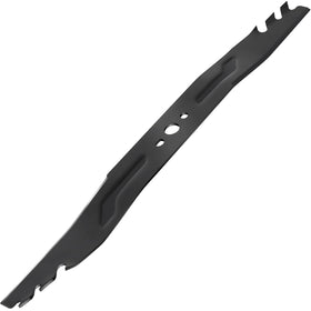 Hedday AB2102 lawn mower blade close-up emphasizes durable high-carbon steel for lasting performance.