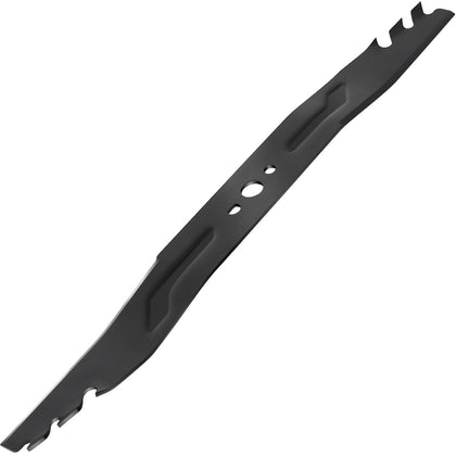 Hedday AB2102 lawn mower blade close-up emphasizes durable high-carbon steel for lasting performance.