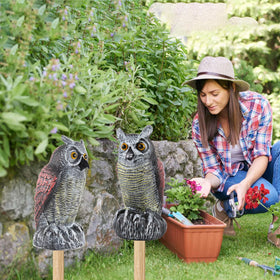 Hedoc owl decoy base anchor ensures stable stake placement.