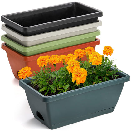 Hedume 5-pack 14-inch flower window box set displayed on a windowsill for indoor use.