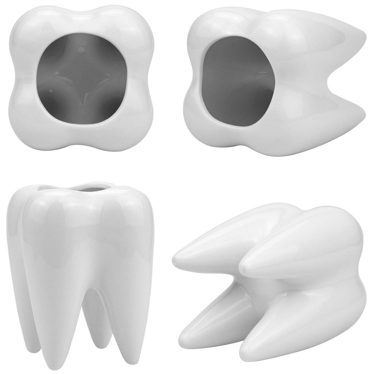 Hedume tooth-shaped planter used as a pen holder on an office desk