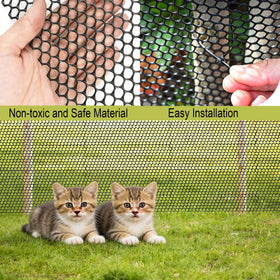 Netting being cut with standard tools for easy setup