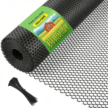 Hedyzone plastic wire mesh fence roll, 16x50 ft, durable outdoor barrier