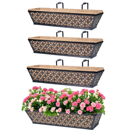 hehimhis window planter box 24inch with vibrant flowers on sunny porch