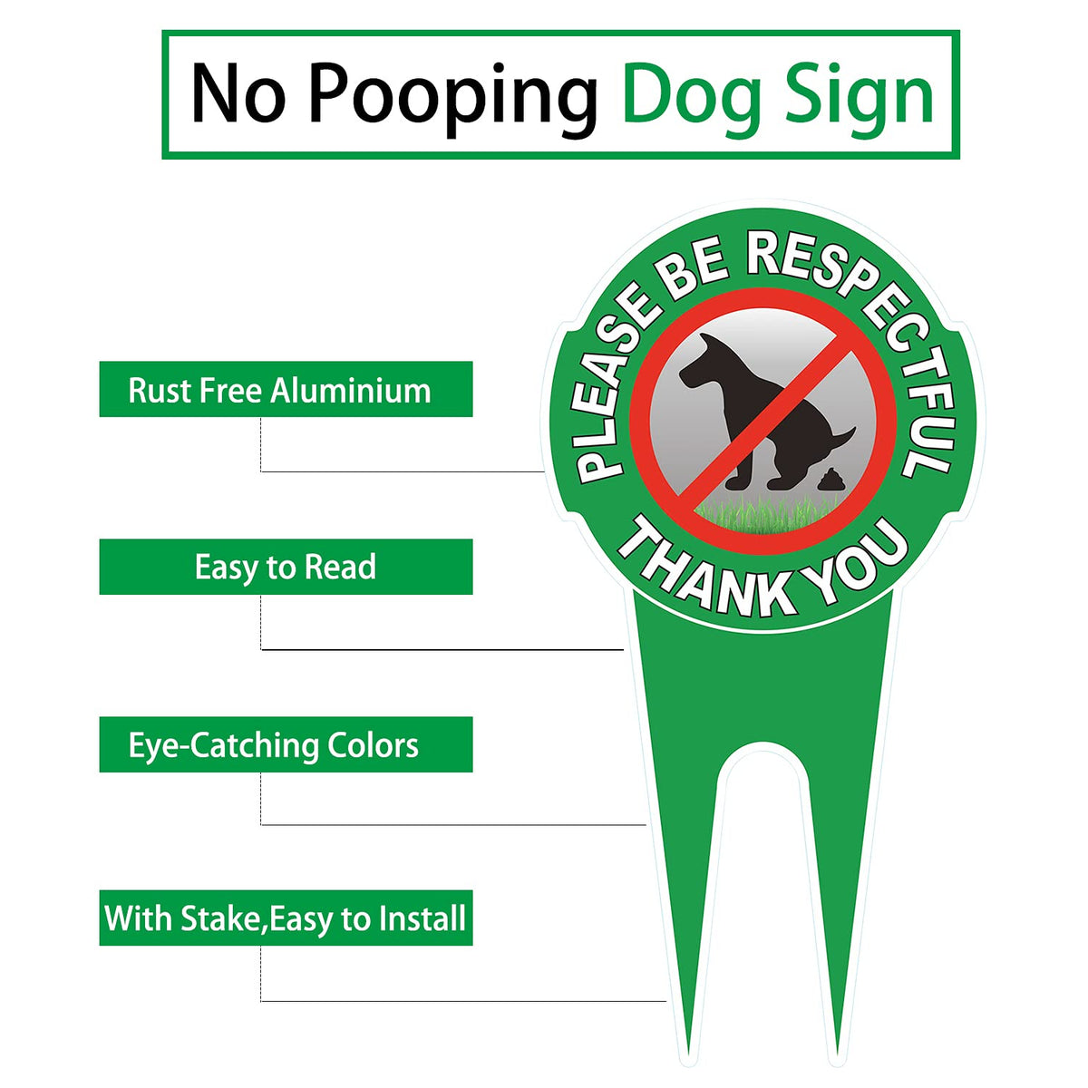 HEIOKEY 12x6-inch sign helps stop dog misbehavior near lawns.