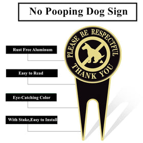 HEIOKEY Double-Sided No Poop Sign increasing visibility from both directions