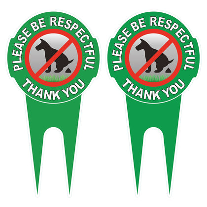 HEIOKEY No Poop Dog Sign, double-sided, draws attention to keep lawns clean.