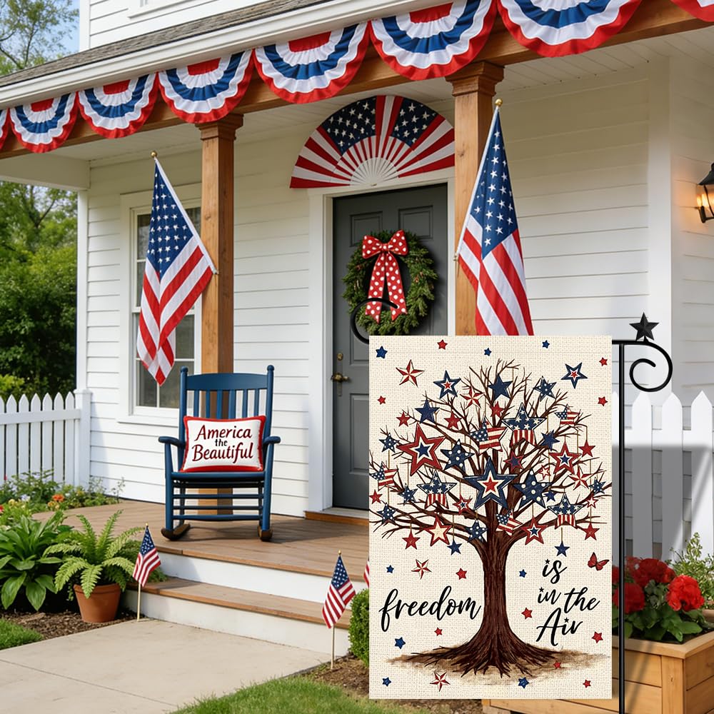 Heirloom Haven outdoor flag enhances farmhouse yard or garden décor.