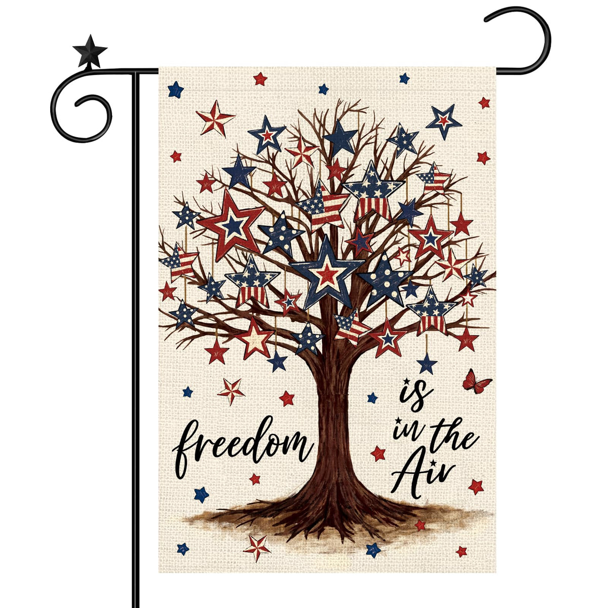 Heirloom Haven patriotic stars flag with watercolor design brightens outdoor spaces.