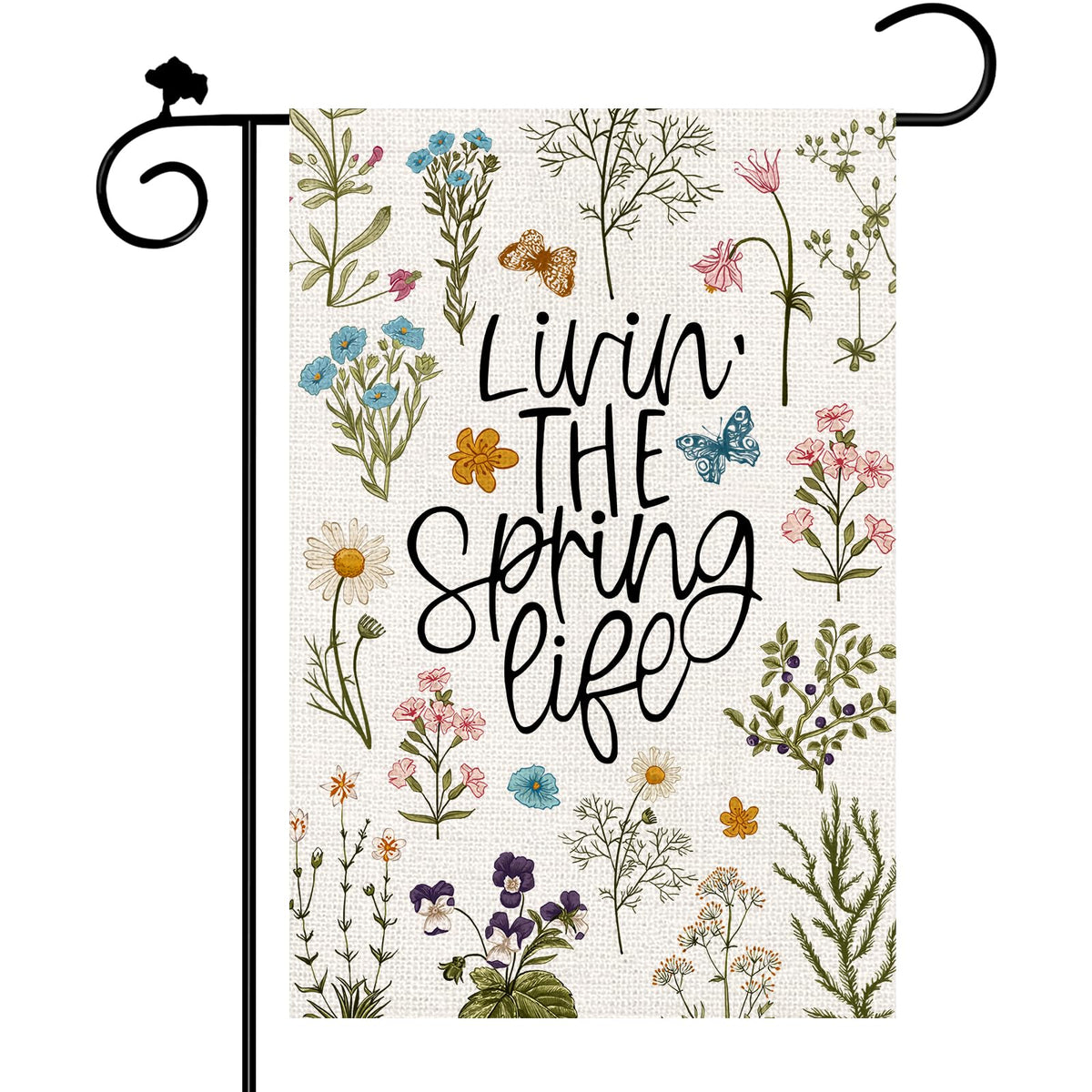 Heirloom Haven spring floral leaves flag front view for outdoor curb appeal
