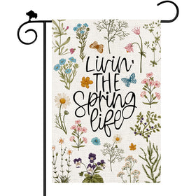 Heirloom Haven spring floral leaves flag front view for outdoor curb appeal