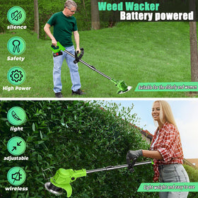 Hejunry weed wacker with 21V batteries delivering long runtime for weekend yard work.