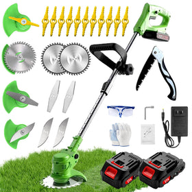 Hejunry Weed Wacker battery powered for easy garden trimming around flower beds.