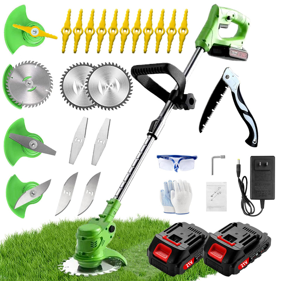 Hejunry Weed Wacker battery powered for easy garden trimming around flower beds.