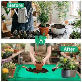 HejVulkan repotting mat side view showing roomy workspace.
