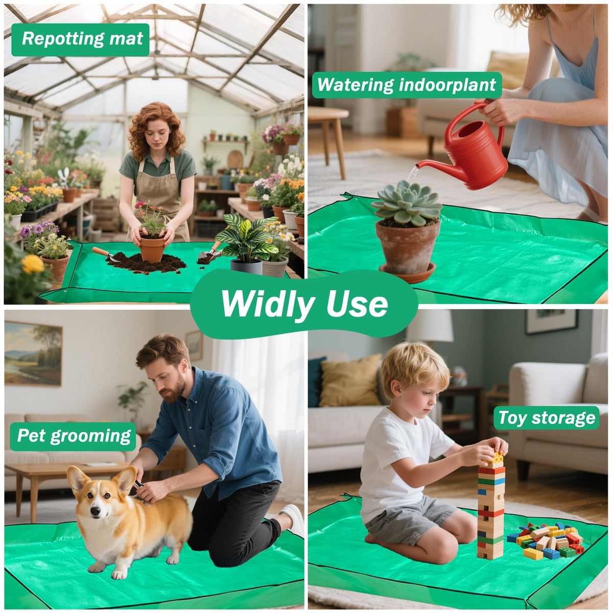 HejVulkan sturdy mat helps contain soil during potting.