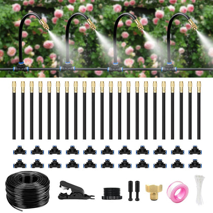 HEKIWAY 80FT drip kit with brass connectors for durable outdoor watering.