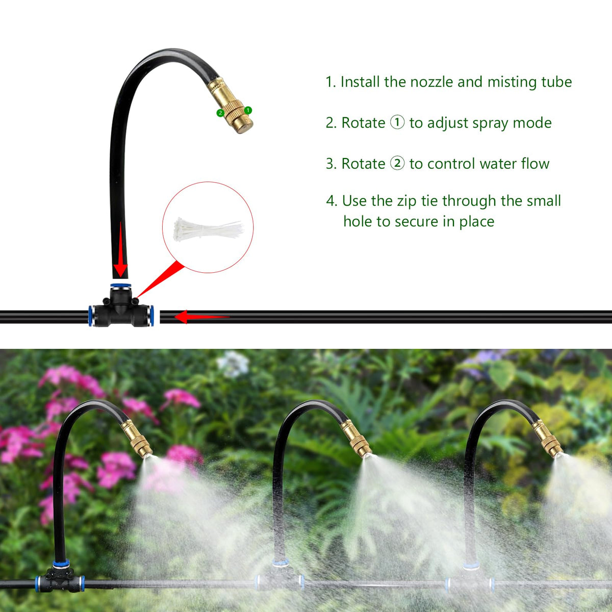 HEKIWAY greenhouse and lawn setups illustrate versatile irrigation coverage.