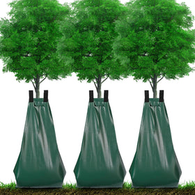 HEKIWAY tree watering bag in use around a young fruit tree delivering deep root hydration