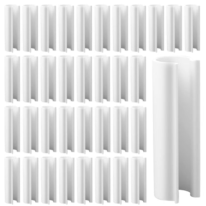 HekouJiub 64pcs PVC pipe clips secure 2.4-inch white clamps on 1/2-inch greenhouse tubing.