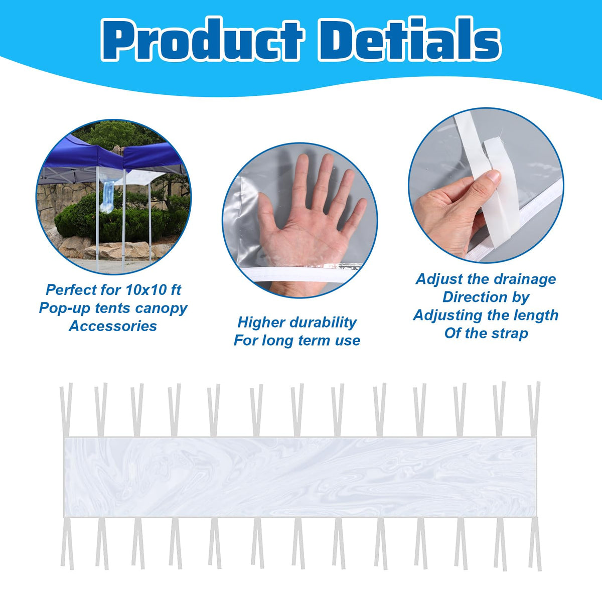 HekouJiub gutter includes 12 self-adhesive straps for quick installation