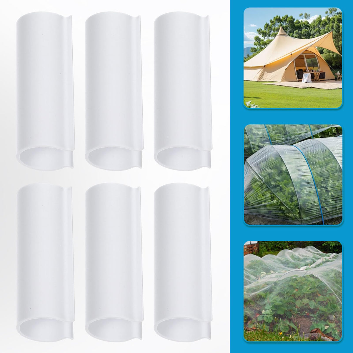 HekouJiub white pipe clip adapts to various garden tasks and shelter setups.