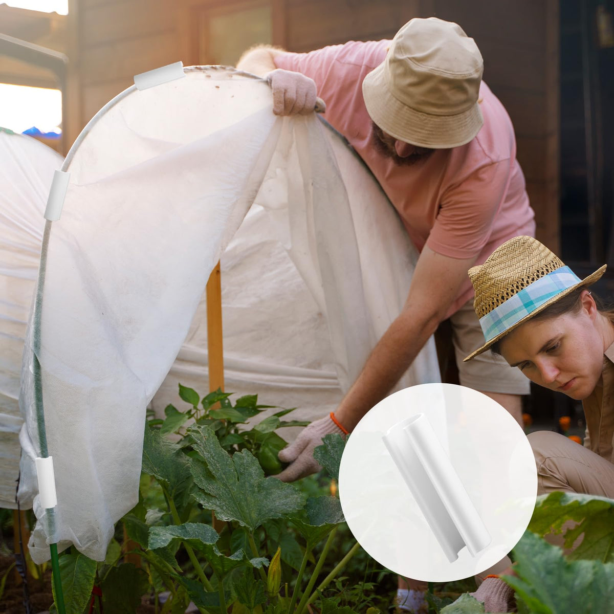HekouJiub PVC clamp secures netting and film to tubes for versatile garden projects.