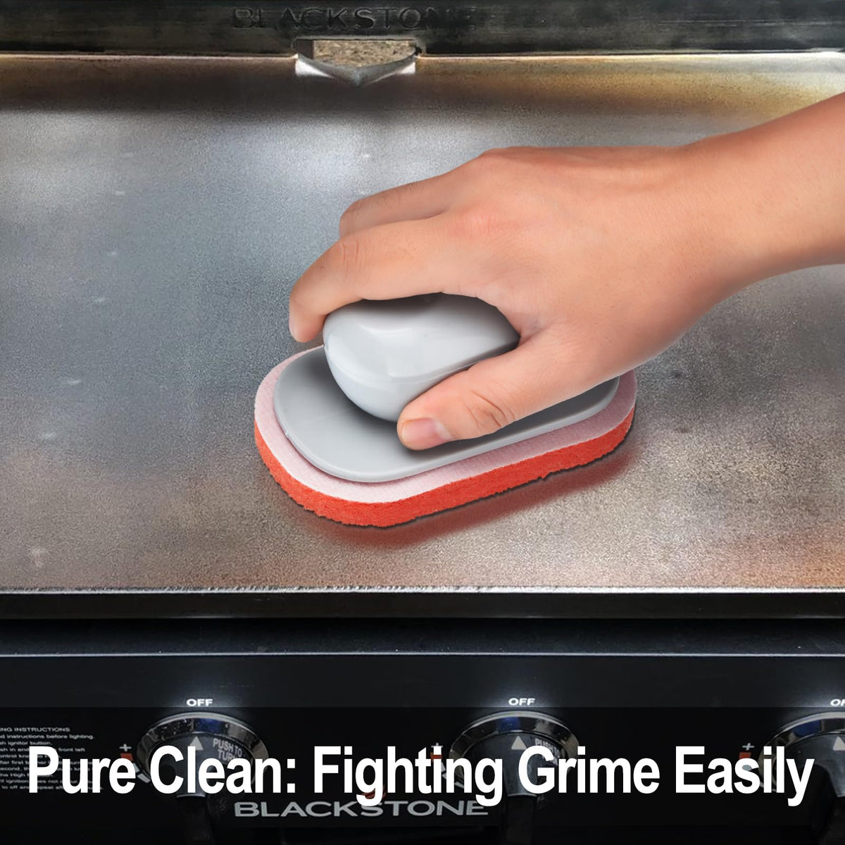 Heliar replaceable pads and sturdy holder simplify ongoing griddle upkeep