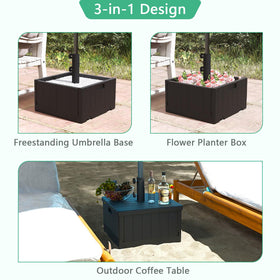 Outdoor coffee end table formed by Helios&Hestia base on a sunny patio